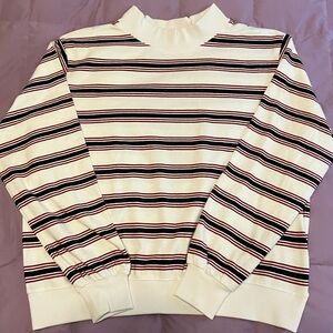 PARKE S/M Maroon & Forest Green Striped Cream Mockneck
